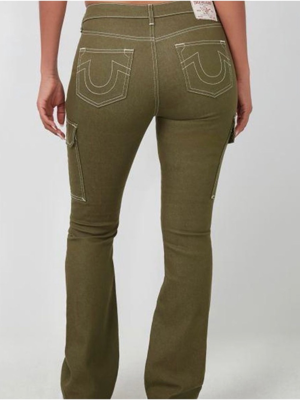 True Religion Olive Green Flare Jeans